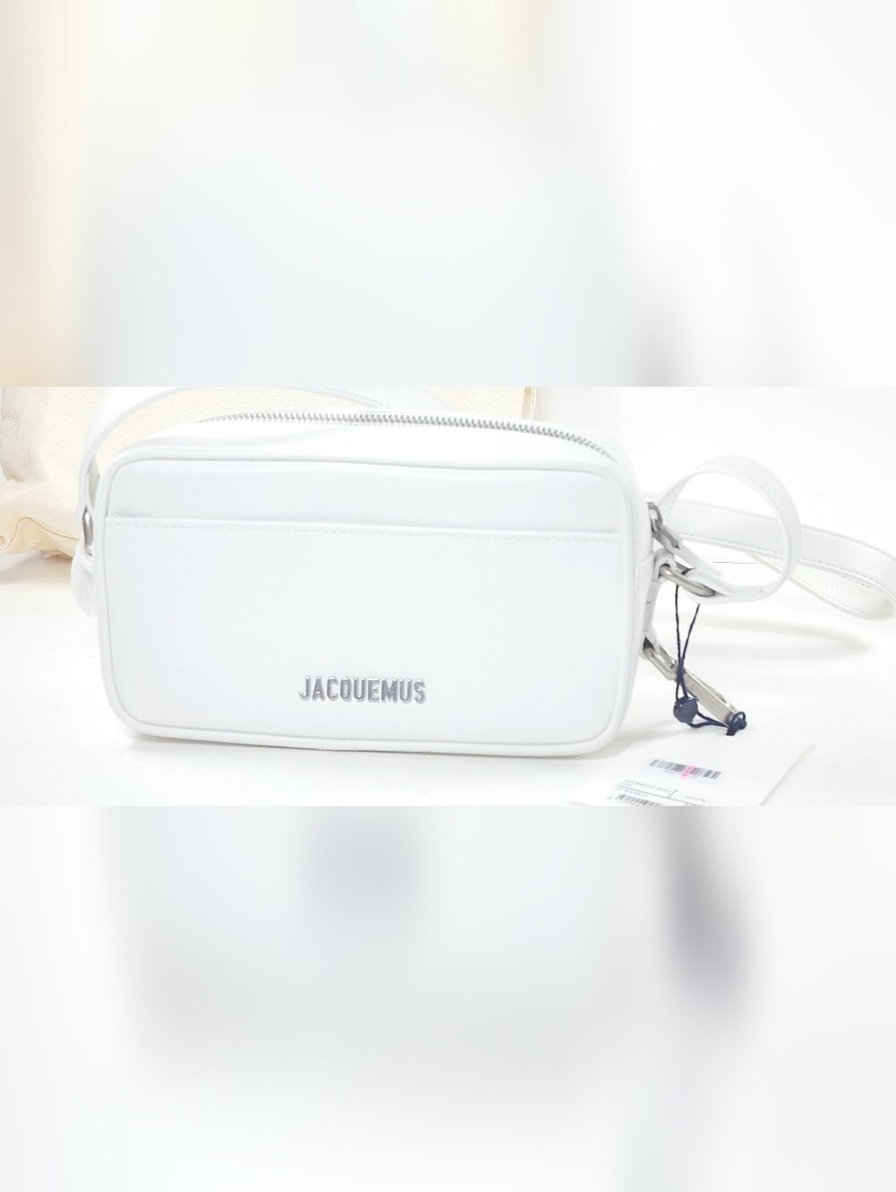 JACQUEMUS Le Baneto Leather Crossbody Bag Logo Adjustable Strap Zipped